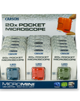 Carson Pocket Microscope MicroMini 20x with UV and LED, 15 pieces Display