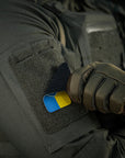 Patch Ukrainische Flagge mit Wappenschild (80x50mm) Vertikal