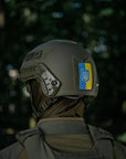 Patch Ukrainische Flagge mit Wappenschild (80x50mm) Vertikal