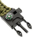 Paracord Bracelet With Sspark Cutter, Compass and Whistle