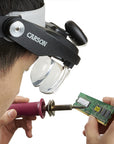 Carson Head Loupe PRO Series MagniVisor Deluxe with LED and 4 Lenses