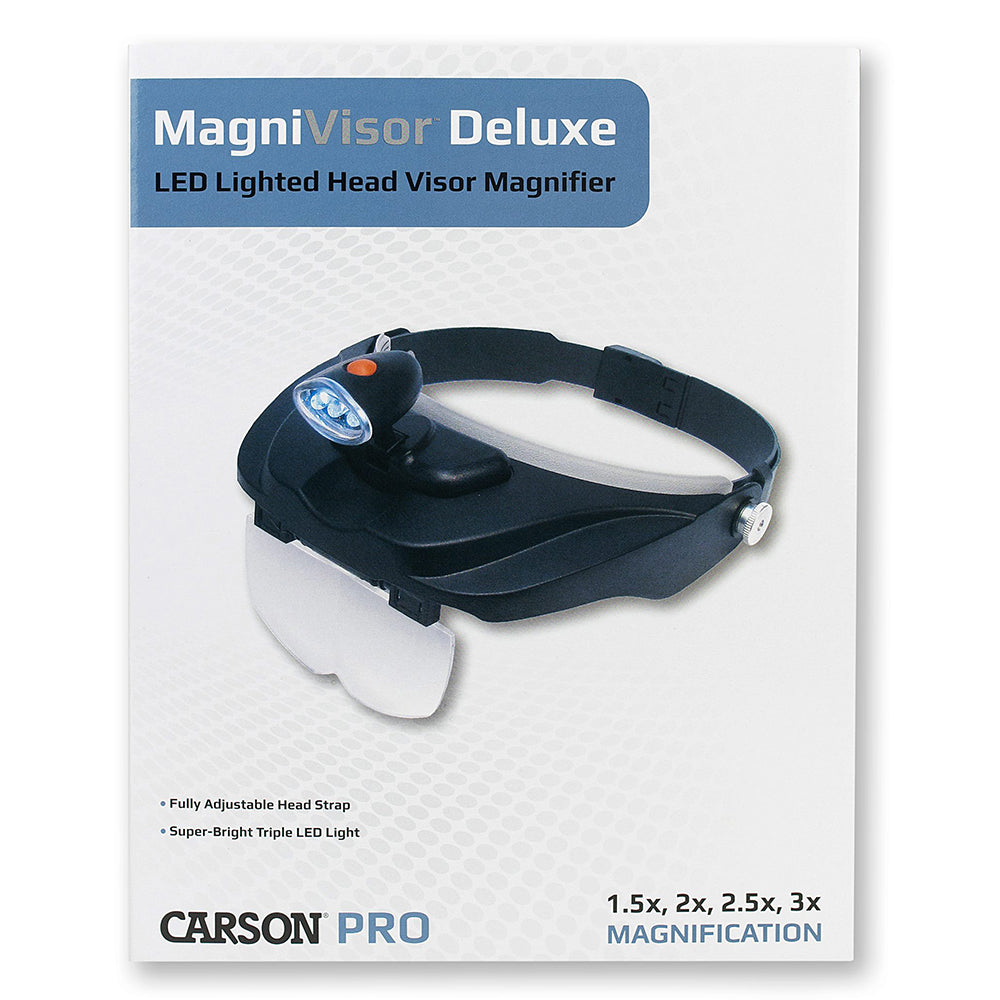 Carson Head Loupe PRO Series MagniVisor Deluxe with LED and 4 Lenses