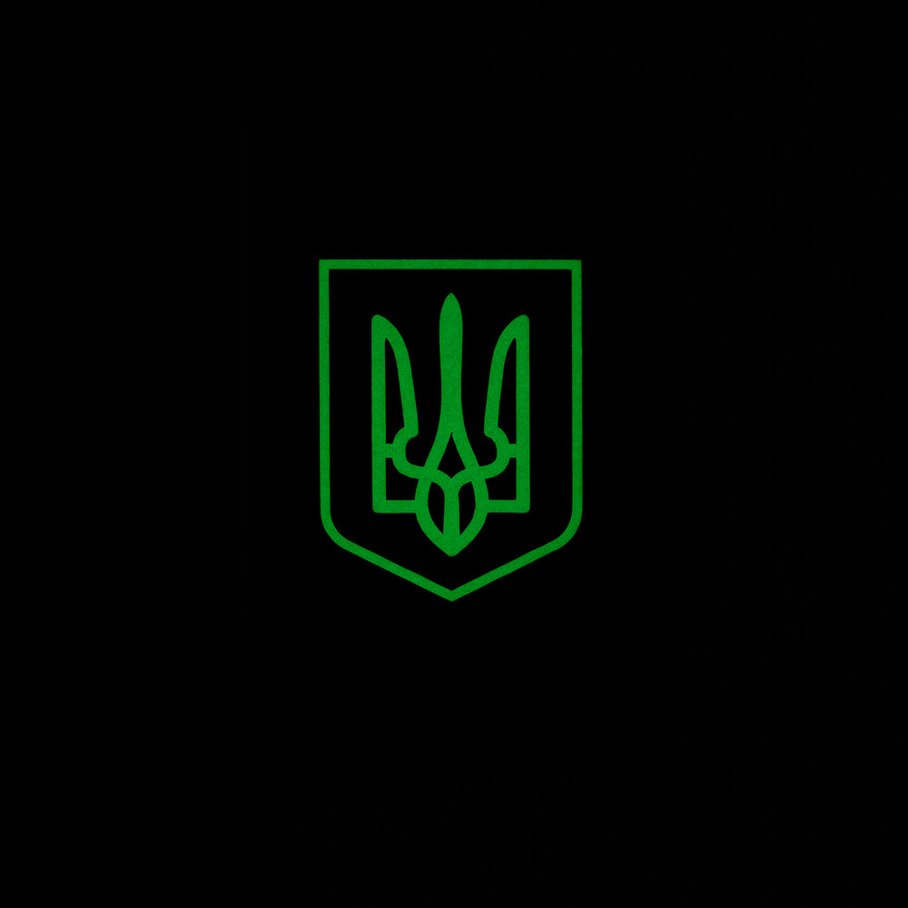 Patch Ukrainische Flagge mit Wappenschild (80x50mm) Vertikal