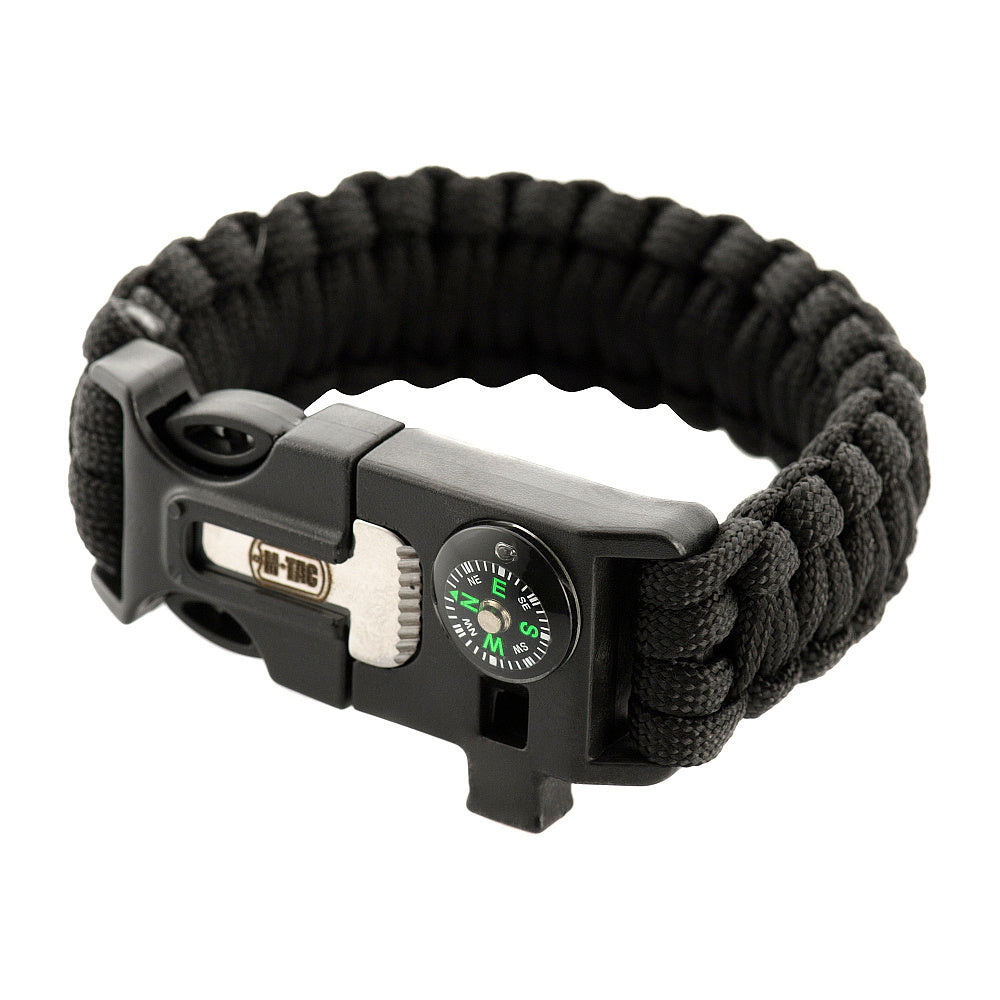 Paracord Bracelet With Sspark Cutter, Compass and Whistle