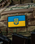 Aüfnaher Flagge der Ukraine mit Geprägtem Wappen PVC