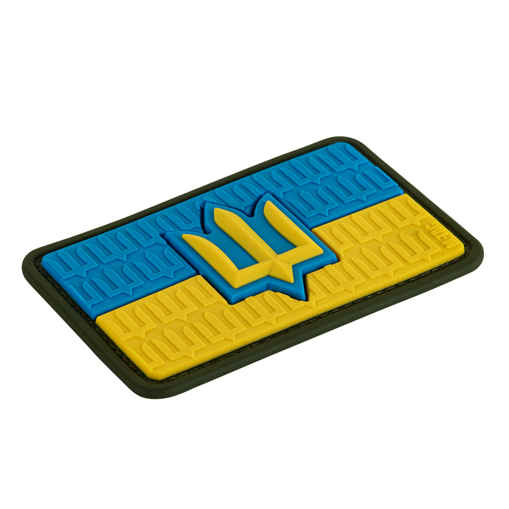 Patch die Flagge der Ukraine mit dem Dreizack der Streitkräfte der Ukraine PVC