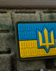 Patch die Flagge der Ukraine mit dem Dreizack der Streitkräfte der Ukraine PVC