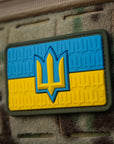 Patch die Flagge der Ukraine mit dem Dreizack der Streitkräfte der Ukraine PVC