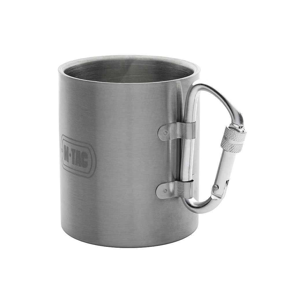 Thermo mug with carabiner