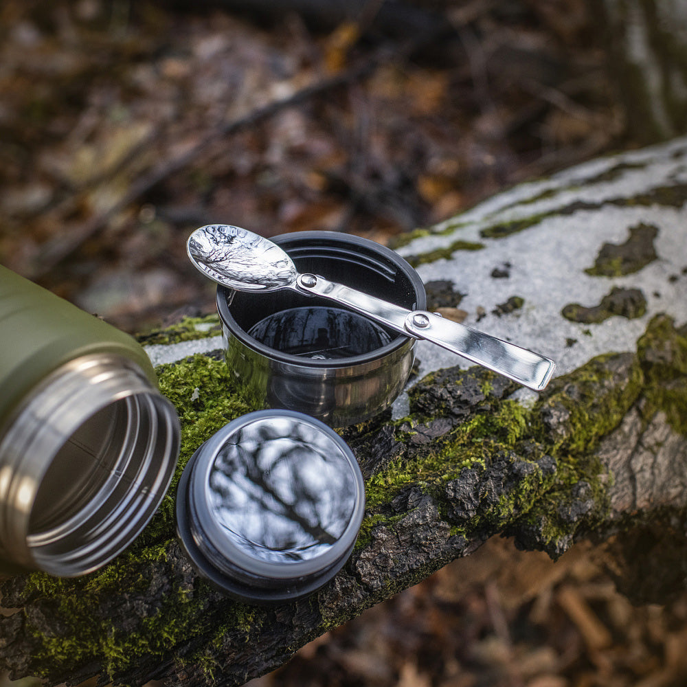 Stainless 750 ml Thermos with folding spoon