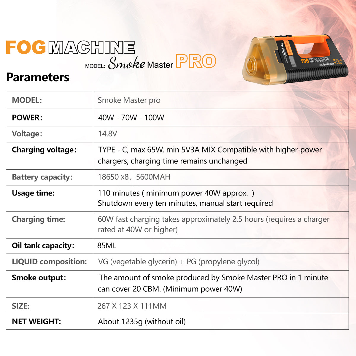Lensgo Tragbare Nebelmaschine Smoke Master Pro