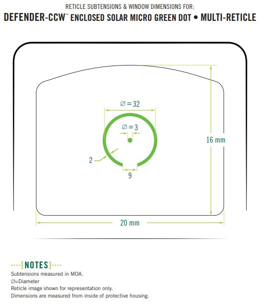 Vortex Enclosed Solar Mico Green Dot Defender-CCW 3 MOA