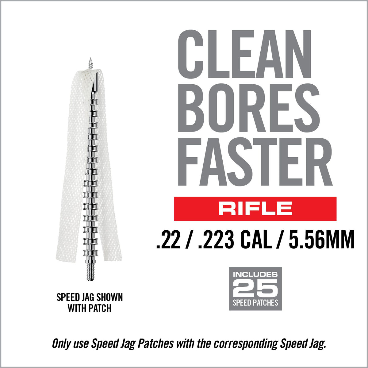 Real Avid Bore-Max Speed Jag Rifle - .22/.223/5,56mm - 8/32" Thread, incl 25 Speed Patches