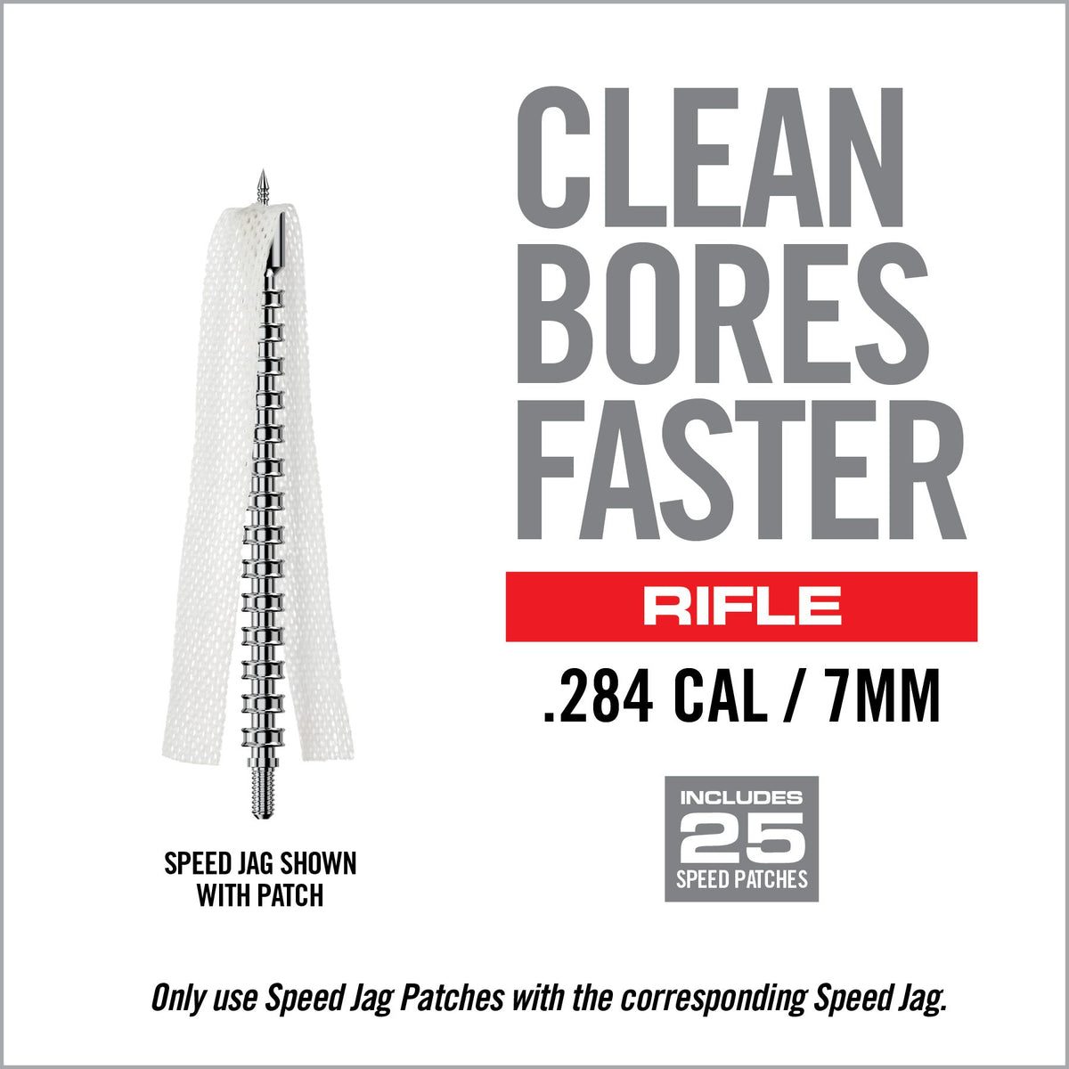 Real Avid Bore-Max Speed Jag Rifle - .284/7mm - 8/32" Thread, incl 25 Speed Patches