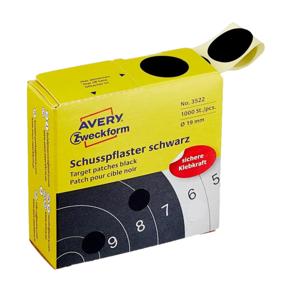 Avery Shooting Stickers Black 19mm, p/1000