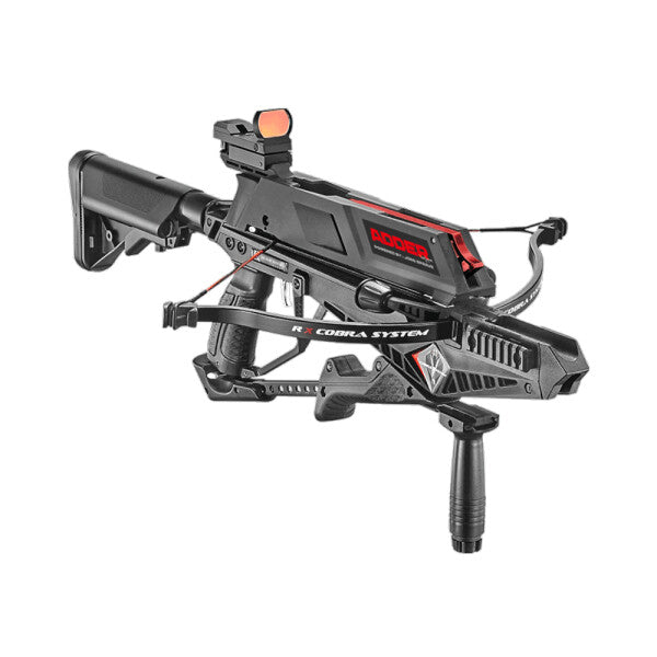 EK Archery Cobra RX Adder 90lbs, 5x 7,5'' Bolts, stringwax, bril, Tactical AR-stock, SLing, Alu Red-Dot &amp; Fore-Grip, Spare String