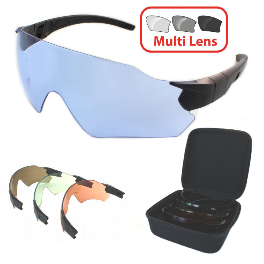 Evolution Paradox 4 Black temples - Brown, Blue, Orange &amp; Light Green-Yellow lenses