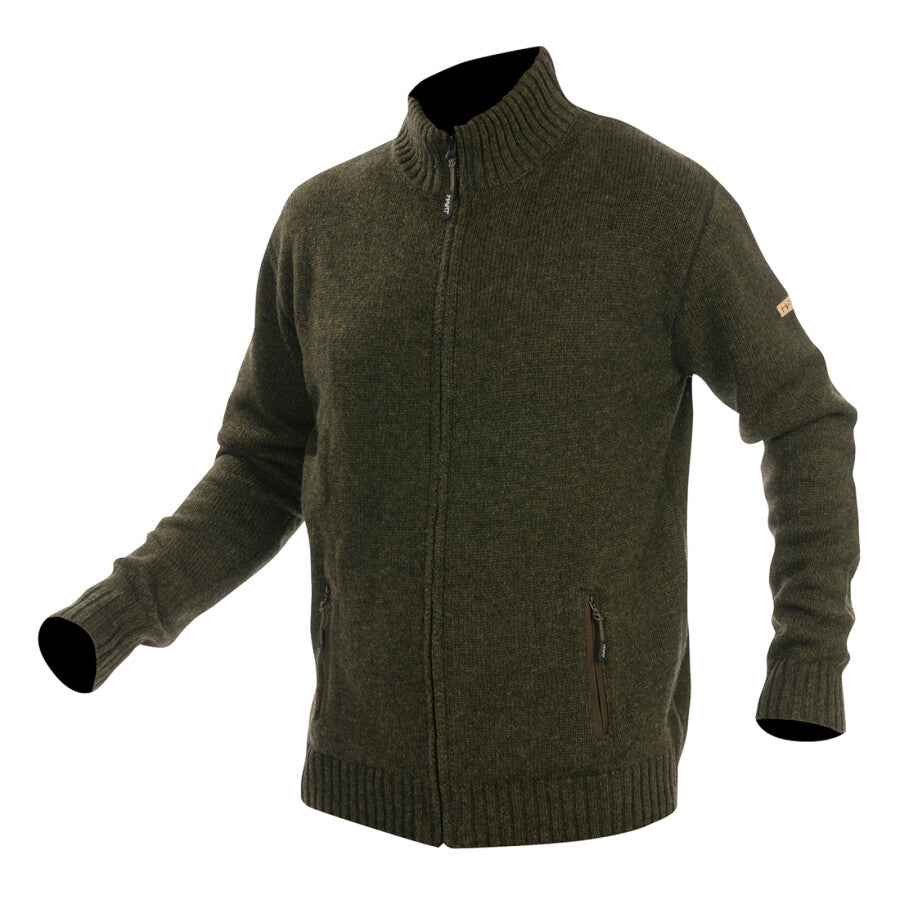 Hart Mens Knitted Jacket Nevis-FZ, Dark Olive
