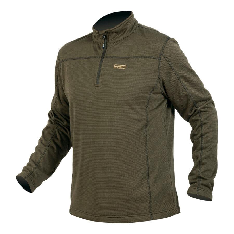 Hart Mens Pullover Fleece Zip-Neck Toplo-ZN, Dark Olive