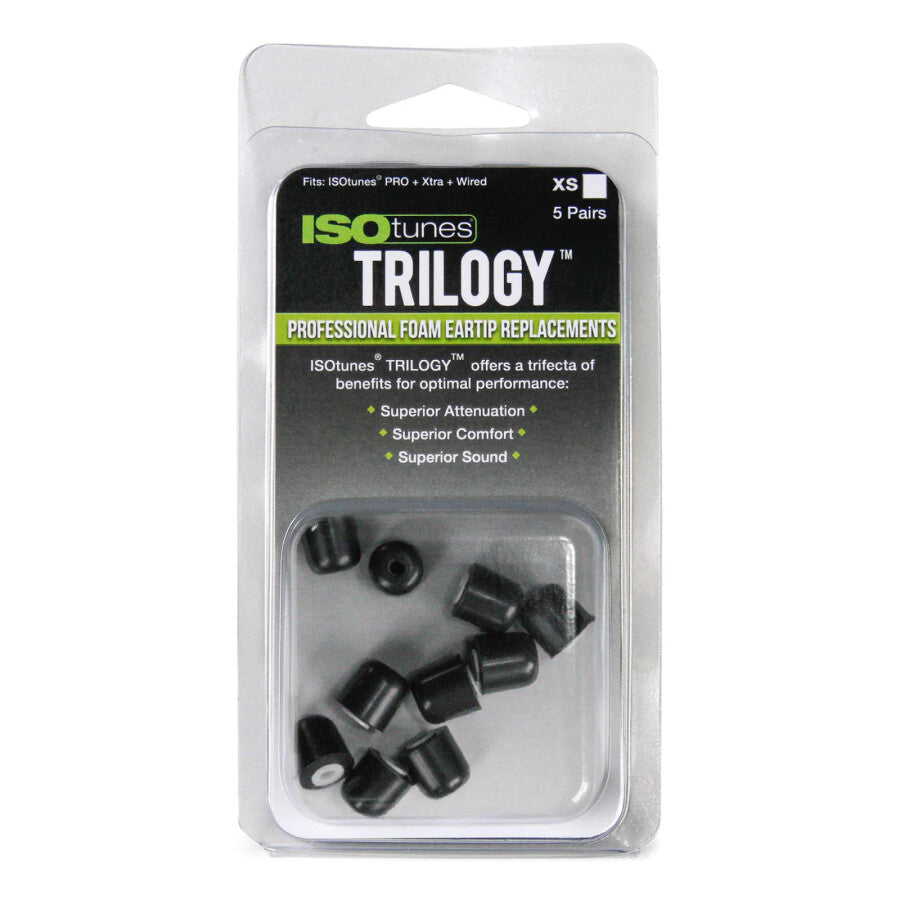 ISOTunes HP Advance/Caliber Trilogy Foam Tips Short/White Core XS p/5