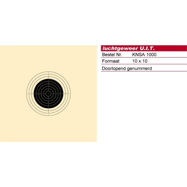 Schmid Paper Target 10m AirRifle, Numbered, KNSA Logo, p/250