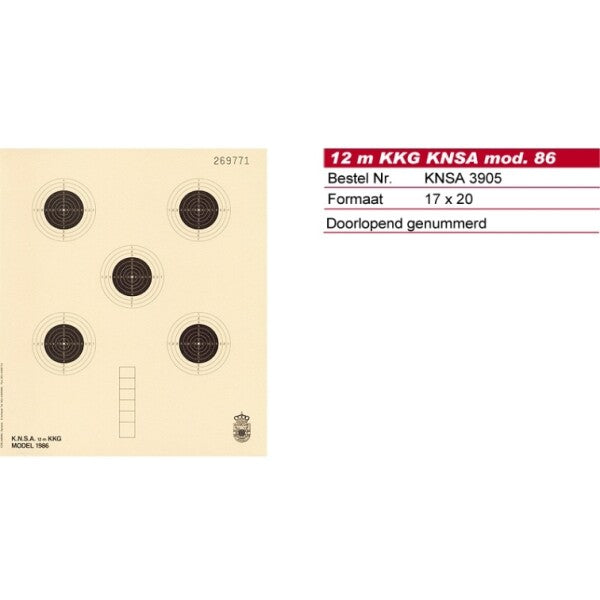 Schmid Paper Target 12m Smallbore Rifle, Numbered, KNSA Logo, p/250