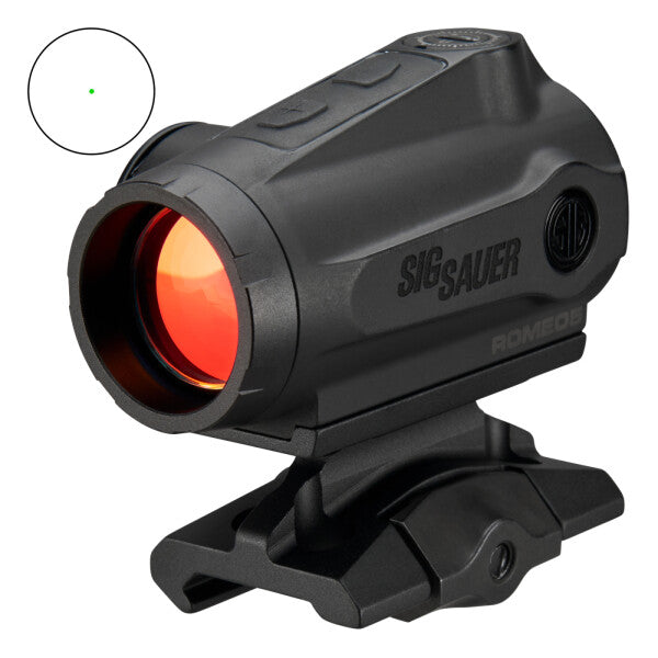 Sig Sauer RD Romeo5 GEN II 1x20, 1 MOA Green Dot, 0.5 MOA ADJ, 1.41 M1913 I-Beam, Black